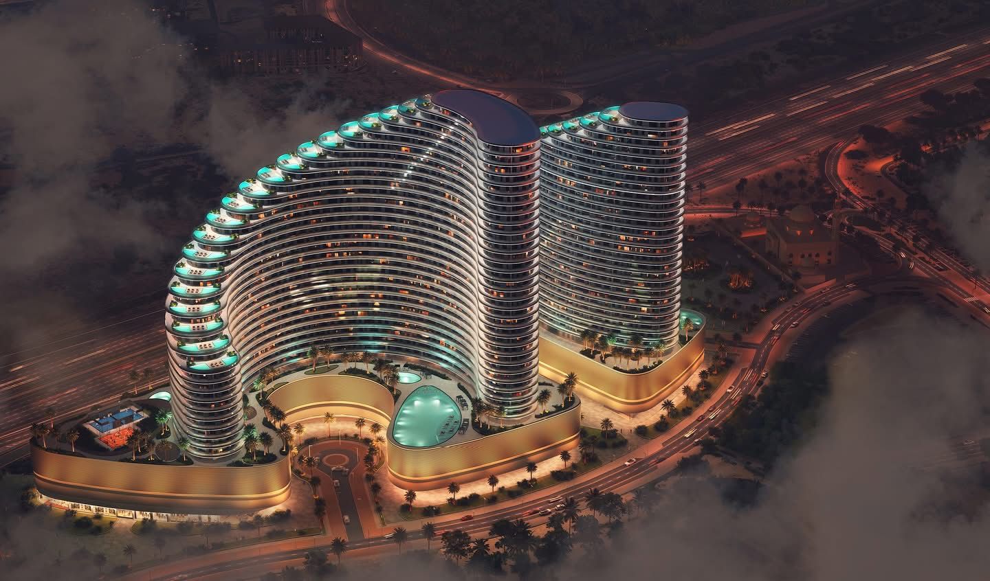 Binghatti SkyFlame - منظر جوي درامي