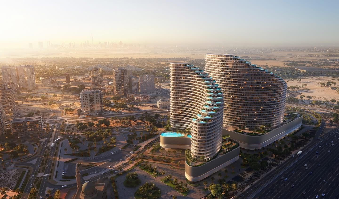 Binghatti SkyFlame - منظر جوي نهاري